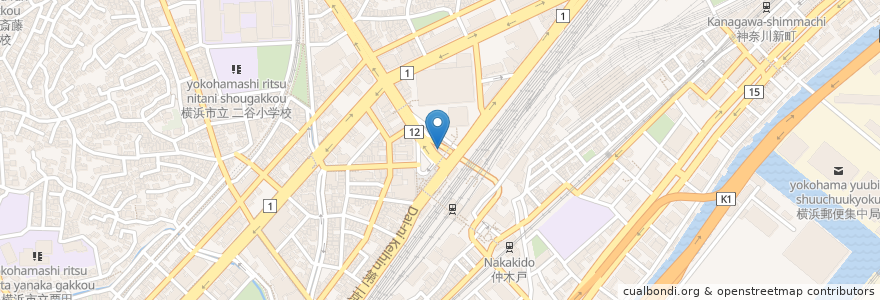 Mapa de ubicacion de 東神奈川駐輪場(Higashi-Kanagawa Cycle Parking) en Япония, Канагава, Йокогама, Канагава.