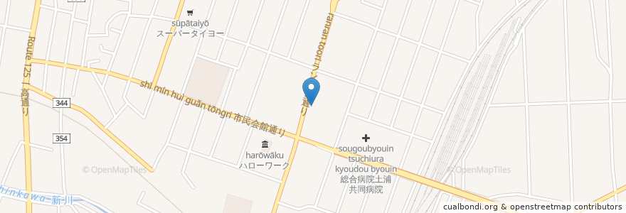 Mapa de ubicacion de 丸亀製麺 en Japan, 茨城県, 土浦市.