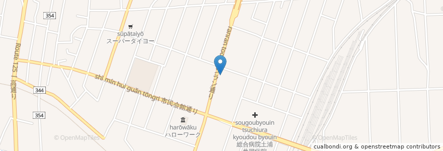 Mapa de ubicacion de スターバックス en Japan, 茨城県, 土浦市.