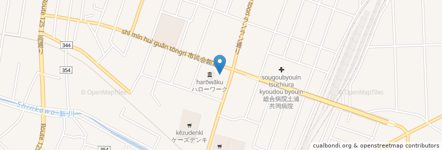 Mapa de ubicacion de くら寿司 en Japonya, 茨城県, 土浦市.