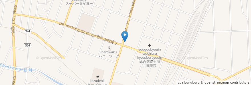 Mapa de ubicacion de ロイヤルホスト en 日本, 茨城県, 土浦市.