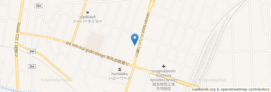 Mapa de ubicacion de かつや en Japonya, 茨城県, 土浦市.