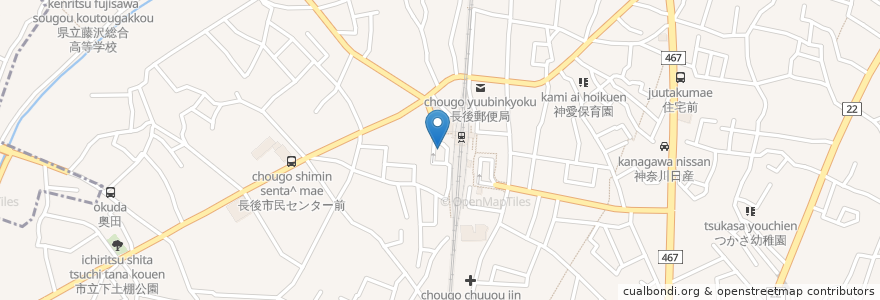 Mapa de ubicacion de 長後駅西口 en Jepun, 神奈川県, 藤沢市.