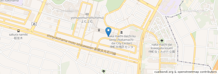 Mapa de ubicacion de 龍巳飯店(Tatsumi Chinese Restaurant( en Japonya, 神奈川県, 横浜市, 都筑区.