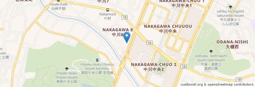 Mapa de ubicacion de Mos Burger en Japan, Präfektur Kanagawa, Yokohama, 都筑区.