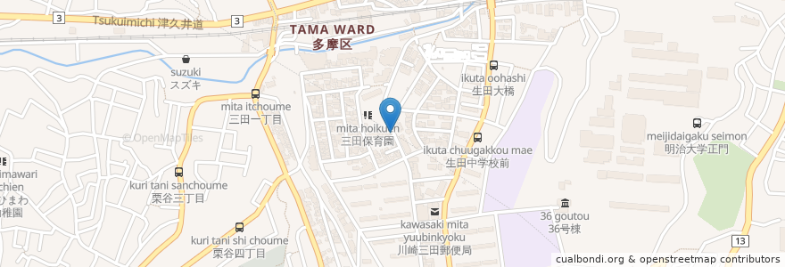 Mapa de ubicacion de 釜寅 多摩生田店 en 일본, 가나가와현, 川崎市, 多摩区.