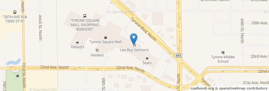 Mapa de ubicacion de Lee Roy Selmon's en Stati Uniti D'America, Florida, Pinellas County, St. Petersburg.