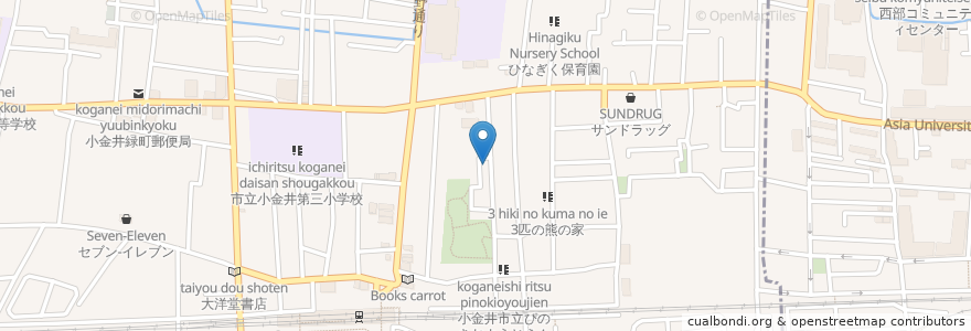 Mapa de ubicacion de 稲荷神社 en 일본, 도쿄도, 小金井市.