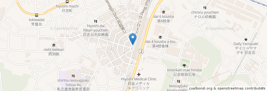 Mapa de ubicacion de するが銀行 横浜日吉支店 en 일본, 가나가와현, 요코하마시, 港北区.