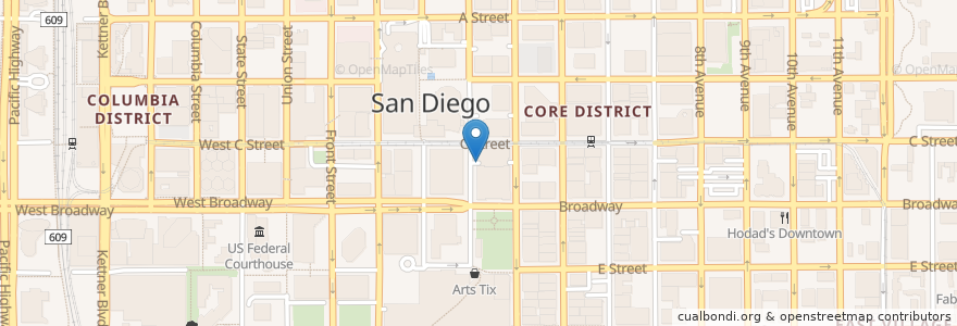 Mapa de ubicacion de The U.S. Grant Hotel parking lot en 미국, 캘리포니아주, San Diego County, San Diego.