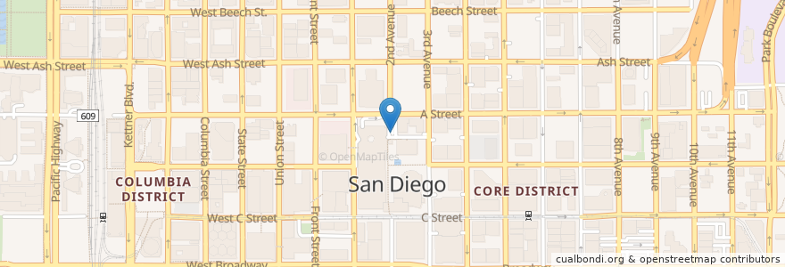 Mapa de ubicacion de Civic Center Plaza parking lot en アメリカ合衆国, カリフォルニア州, San Diego County, San Diego.