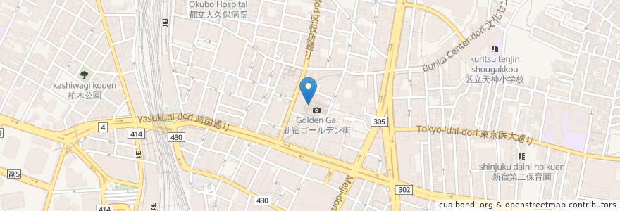 Mapa de ubicacion de 洗濯船 en ژاپن, 東京都, 新宿区.