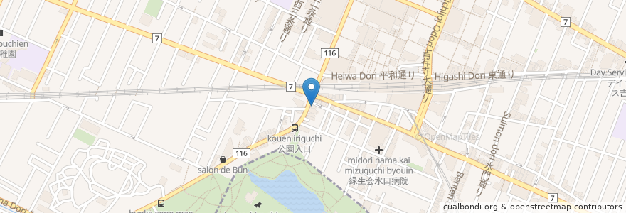 Mapa de ubicacion de 早稲田塾 en اليابان, 東京都, 武蔵野市.