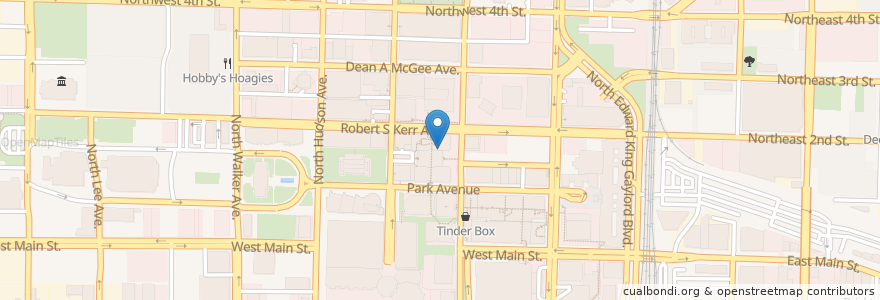 Mapa de ubicacion de Ground Floor Cafe en ایالات متحده آمریکا, اکلاهما, Oklahoma City, Oklahoma County.