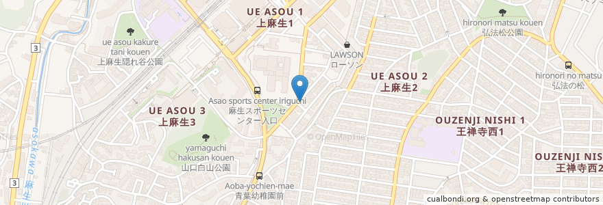 Mapa de ubicacion de 新百合丘薬局 en Japón, Prefectura De Kanagawa, Kawasaki, 麻生区.