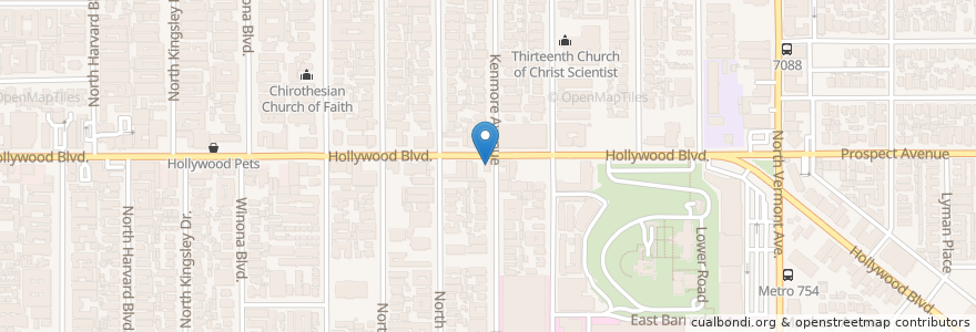 Mapa de ubicacion de Taron Bakery en アメリカ合衆国, カリフォルニア州, Los Angeles County, ロサンゼルス.