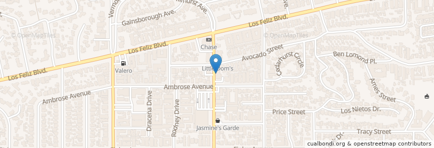 Mapa de ubicacion de Cafe Los Feliz en الولايات المتّحدة الأمريكيّة, كاليفورنيا, مقاطعة لوس أنجلس, لوس أنجلس.