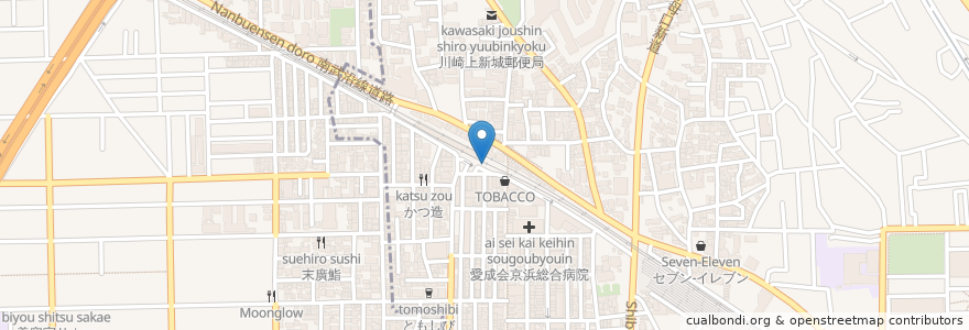 Mapa de ubicacion de 自動販売機 en Japan, Präfektur Kanagawa, 川崎市, 中原区.