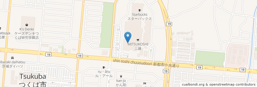 Mapa de ubicacion de ミスタードーナツ en 日本, 茨城県, つくば市.
