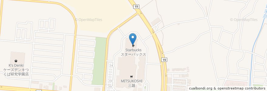 Mapa de ubicacion de スターバックス en Japan, 茨城県, つくば市.