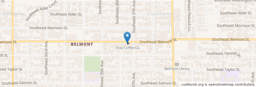 Mapa de ubicacion de Foxy Coffee Co. en Vereinigte Staaten Von Amerika, Oregon, Portland, Multnomah County.