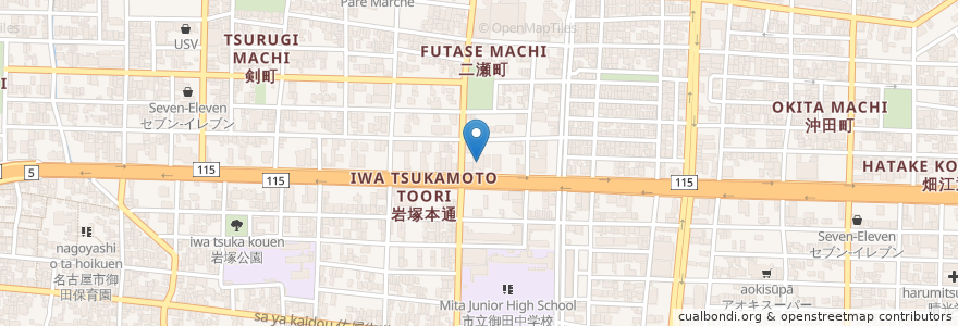 Mapa de ubicacion de 浜木綿 en Japan, Aichi Prefecture, Nagoya, Nakamura Ward.