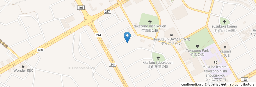 Mapa de ubicacion de 足利銀行 en 日本, 茨城県, 筑波市.