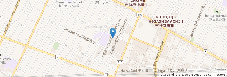Mapa de ubicacion de おっちゃんの台所 en Giappone, Tokyo, 武蔵野市.