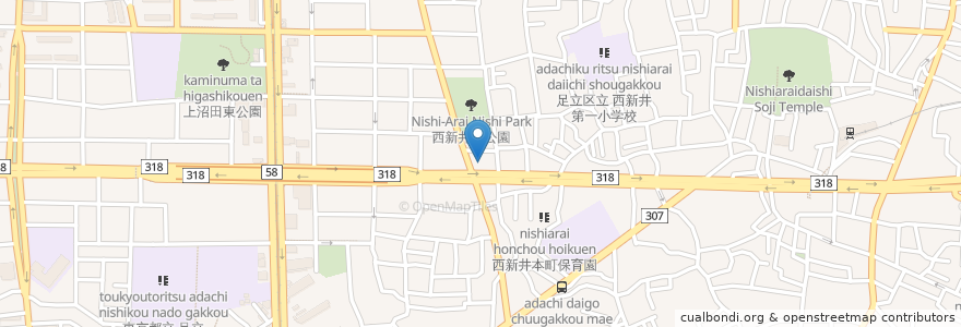 Mapa de ubicacion de ロイヤルホスト en 일본, 도쿄도, 足立区.
