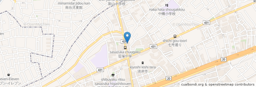 Mapa de ubicacion de デニーズ en Japan, 東京都, 渋谷区.