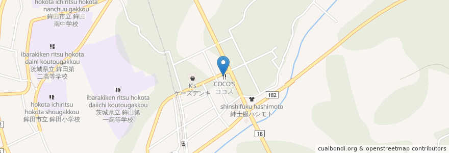Mapa de ubicacion de ココス en Japan, 茨城県, 鉾田市.