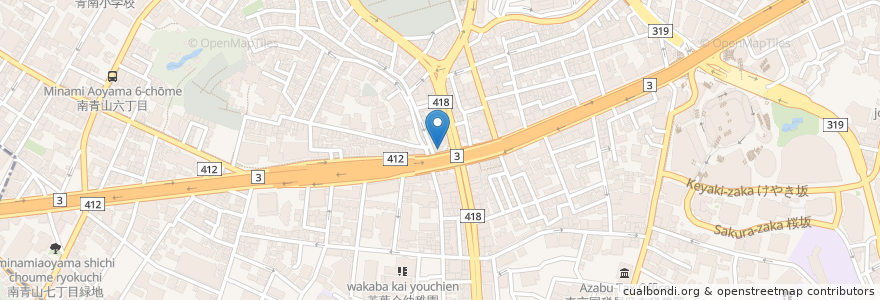 Mapa de ubicacion de 三菱東京UFJ銀行 青山支店　西麻布交差点出張所 en Japon, Tokyo, 港区.