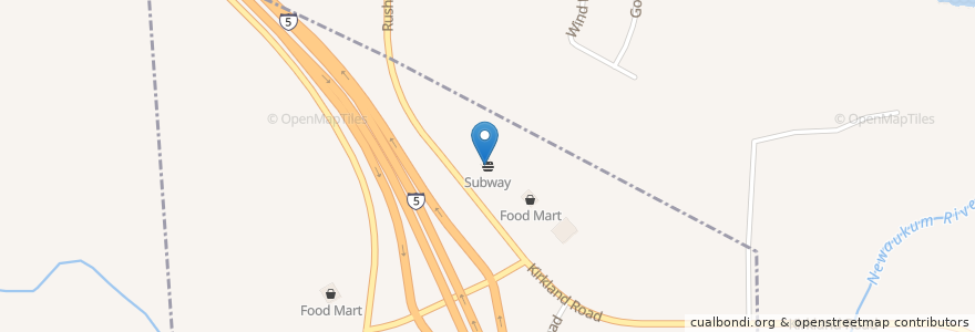 Mapa de ubicacion de Subway en Amerika Syarikat, Washington, Lewis County, Napavine City Limit.