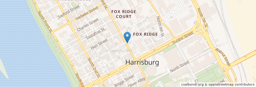 Mapa de ubicacion de Mercado's en Amerika Birleşik Devletleri, Pensilvanya, Dauphin County, Harrisburg.