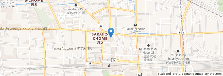 Mapa de ubicacion de 三菱東京UFJ銀行 en 日本, 東京都, 武蔵野市.