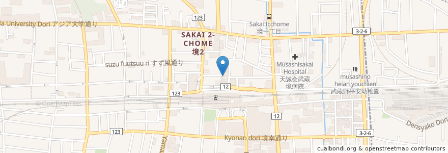 Mapa de ubicacion de 大江戸 en Japan, Tokio, 武蔵野市.