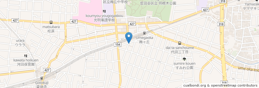 Mapa de ubicacion de 梅が丘ビストロ くるみ en 日本, 东京都/東京都, 世田谷区.