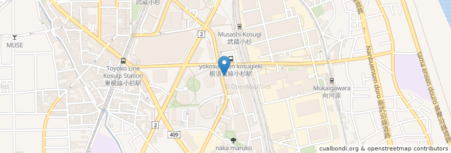 Mapa de ubicacion de pront en Japonya, 神奈川県, 川崎市, 中原区.