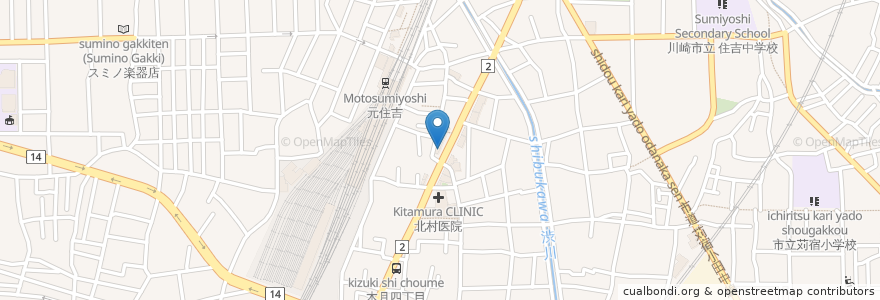 Mapa de ubicacion de らあめん花月 en Япония, Канагава, Кавасаки, Накахара.
