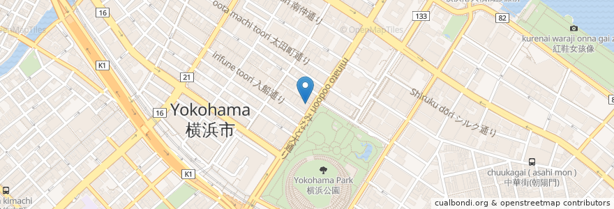Mapa de ubicacion de カフェ・ベローチェ en Giappone, Prefettura Di Kanagawa, 横浜市, 中区.