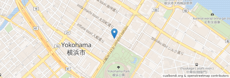 Mapa de ubicacion de ほっともっと en Japonya, 神奈川県, 横浜市, 中区.