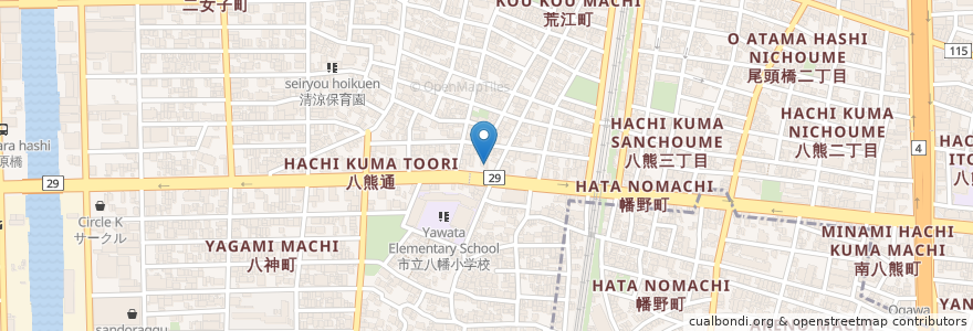 Mapa de ubicacion de 長命うどん en 日本, 愛知県, 名古屋市, 中川区.