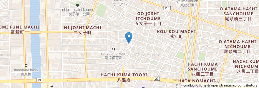 Mapa de ubicacion de 五女子八剱社 en Japonya, 愛知県, 名古屋市, 中川区.