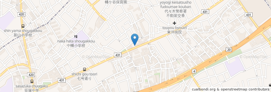 Mapa de ubicacion de Fritto en Japonya, 東京都, 渋谷区.
