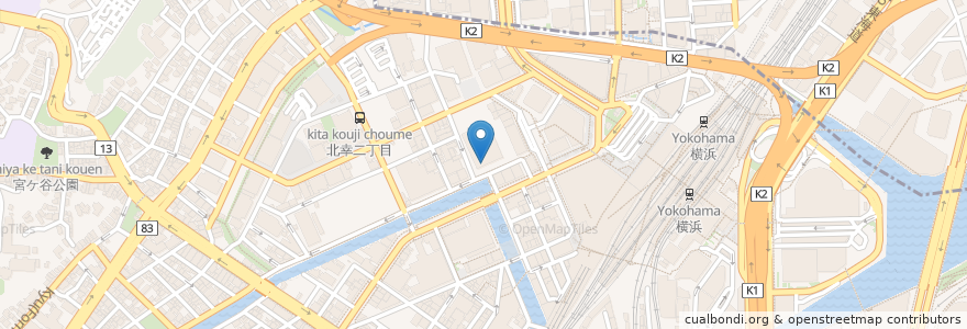 Mapa de ubicacion de 上島珈琲店 en Japan, Präfektur Kanagawa, Yokohama, 西区, 神奈川区.