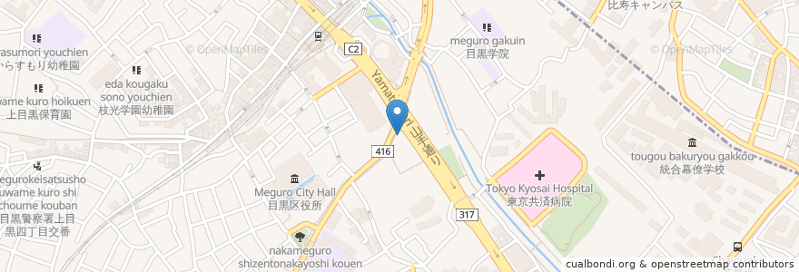 Mapa de ubicacion de ENEOS 中目黒SS en Japonya, 東京都, 目黒区.
