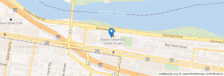Mapa de ubicacion de School of Law Library en Estados Unidos De América, Massachusetts, Suffolk County, Boston.