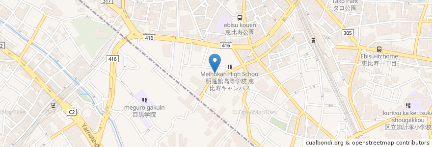 Mapa de ubicacion de 恵比寿 47 kitchen en اليابان, 東京都, 目黒区.