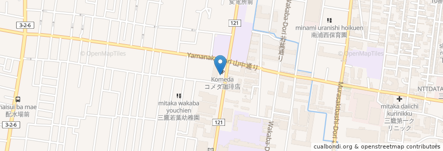 Mapa de ubicacion de コメダ珈琲店 en Japão, Tóquio, 三鷹市.