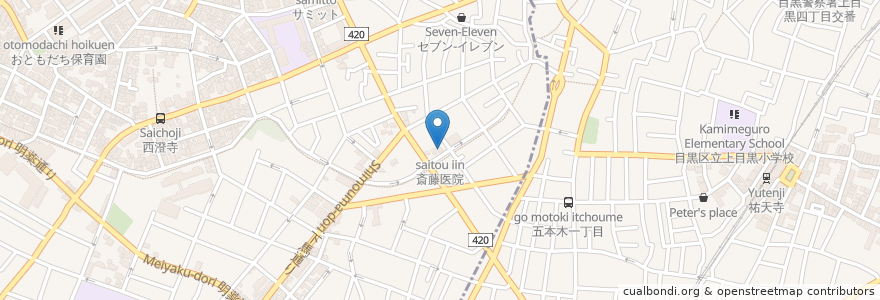 Mapa de ubicacion de 斎藤医院 en Japan, Tokyo, Meguro, Setagaya.